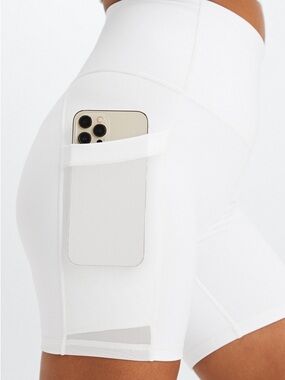Fabletics White PowerHold High-Waisted Shorts with Tag